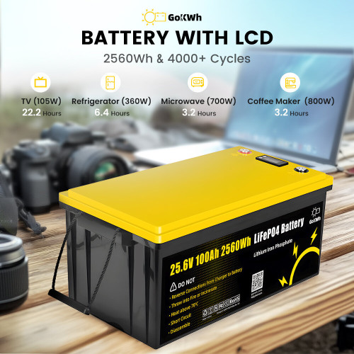 Gokwh 24V 100Ah with LCD Energy Storage Box Solar Lithium ion Lifepo4 Battery for RV Boat Home Energy Storage