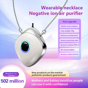 Tevorex Personal Air Purifier Necklace 502 Million Negative Ions/cm Portable Wearable Ionizer 18 Hours Battery Life Type-C Charging Mute Working for Office Travel Home