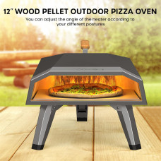 ECOWELL EPO12L Outdoor Wood Fired-12''Outside, Pellet Oven with Pizza Stone/Peel, Infrared Thermometer and Portable Cover