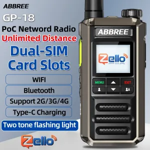 ABBREE GP-18 Zello Walkie Talkie 6000mAh Battery Dual Sim Card Slots Global POC Android Bluetooth WIFI Distance unlimited 2G/3G/4G Network Radio