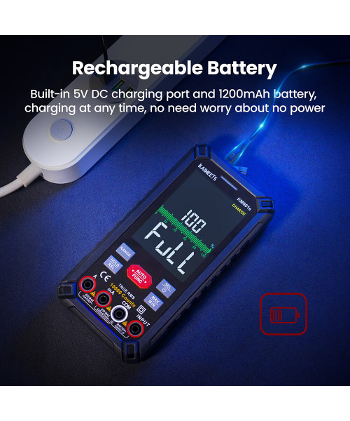 US/ KAIWEETS KM601S Smart Multimeter True RMS 10000 Counts 1200mAh Rechargeable Battery AC/DC Voltage Resistance Capacitance Tester