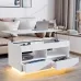 Versatile Lift Top Coffee Table with LED Lights High Gloss Surface Storage Compartment Drawers Adjustable Height P2 Grade Particle Board Strong 220 lbs Capacity Ideal for Living Room Office Bedroom
