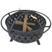 32 inch Round Crossweave Wood Burning Fire Pit Stove Firepit Heater with Poker for Outdoor Camping Patio Deck Backyard, 8011