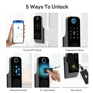 GT01-2 Waterproof Tuya TTLOCK Smart Door Lock Wifi Double Side Fingerprint Lock Outdoor Gate Digital Password Remote App Home Electronic Rim Lock