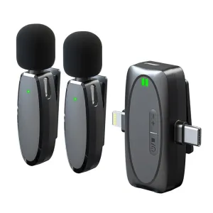 VIMAI AP006 Wireless Lavalier Microphone Smart Noise Cancelling Mic 50m Range 6H Battery Life USB-C/iP Interface Compatible for iPhone Android Camera Live Streaming Recording