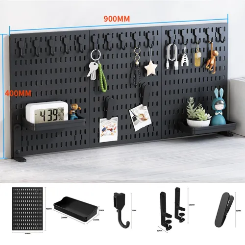 Portable Pegboard Organization Kit Multi Purpose Plastic Storage Board 90cm x 42cm Moisture Resistant Tool Free Assembly Adjustable Hooks and Trays Modular Design