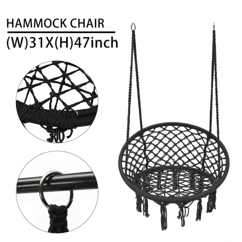Garden Hammock Swing Chair Macrame Hanging Chair Cotton Bedroom Indoor Outdoor Room Patio