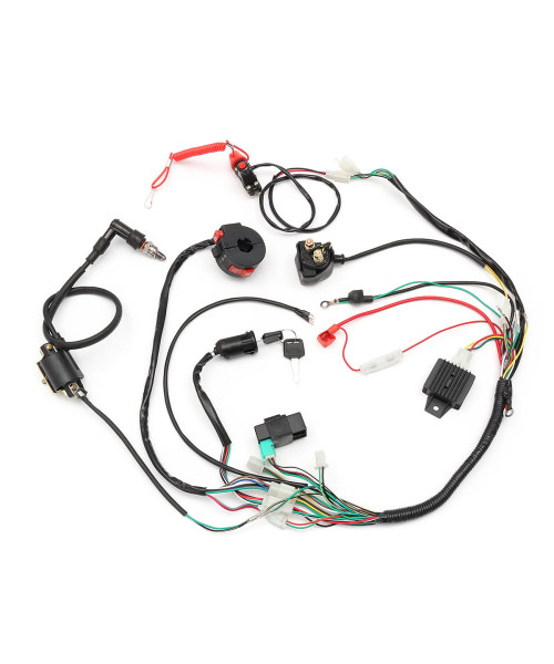 50cc 70cc 110cc 125cc Wiring Harness Loom Solenoid Coil Rectifier CDI For ATV Quad Bike Go Kart