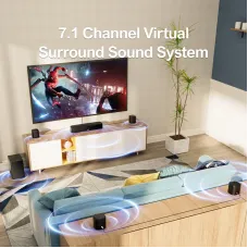 Refurbished Ultimea Aura A40 330W 7.1CH Soundbar bluetooth Soundbar 8 High-Performance Speakers BassMX SurroundX Technology 121 Preset EQ Matrices 6 Adjustable Surround Levels Wired Soundbar Subwoofer Surround System