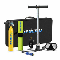 DEDEPU S3000-B 0.5L Mini Scuba Diving Tank Set Provide 10-15 Minutes Of Breathing Time Aluminum Oxygen Tanks Diving Equipment Snorkeling with Adapter Diving Goggles Strap Bag Pump Handbag