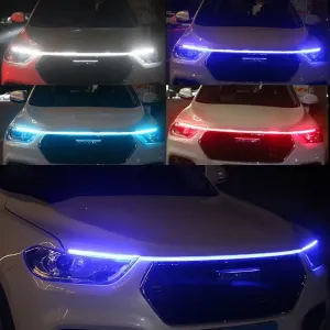 1.8m Daytime Running Lights LED Decorative Strip Car Hood Decorative Light Strip for Grill Hood Guiding Light Atmosphere Flowing Light
