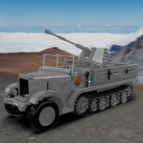 Mould King 20048 Military Series German 3.7cm Anti-Aircraft Half-Track Vehicle Model Building Block Assembly Kit 1188PCS RC Toys Boys Adult Birthday Gift