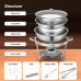 Warmounts 4-Pack Chafing Dish Buffet Set, 5QT Round Buffet Servers and Warmers Set, Stainless Steel Catering Food Warmer with Glass Lid & Holder for Party Home Garden Wedding