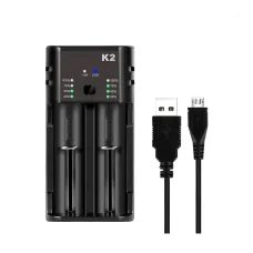 K2 Dual-Slot Universal with USB Port Battery Charger Flashlight RC Toys Home Tools Rechargeable Battery Charger