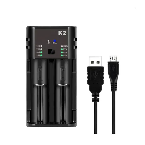 K2 Dual-Slot Universal with USB Port Battery Charger Flashlight RC Toys Home Tools Rechargeable Battery Charger