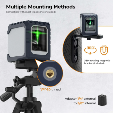 CIGMAN CM-G02/CM-G02A Laser Level Tool 2 Lines 510-530nm Green Laser IP54 30M Range High Accuracy Rechargeable Battery