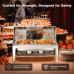 Warmounts 9QT Rectangular Roll Top Chafing Dish Buffet Set, Stainless Steel Catering Server Food Warmer with Glass Lid & Holder, Fuel Holder for Parties Wedding 63x44x42.1 cm