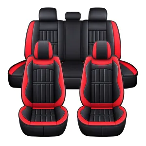 Eluto 5 Seats Car Seat Covers Universal PU Leather Seat Cushion Non-slip Protector Mat