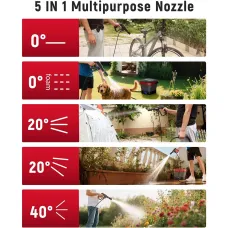 KAIWEETS Portable Electric Pressure Washer 220PSI Rechargeable 12L Tank Cordless Power Washer Type-C Charging 16FT Hose Waterproof 5 in 1 Nozzle Camping Patio Pet Bike Cleaning