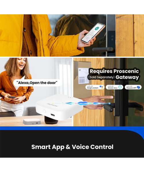 Proscenic L40 Smart Door bluetooth Lock Fingerprint/APP Password Key IC Card Unlock Intelligent Anti-theft Door Lock IP54 Home Lock Work with Alexa Google Assistant