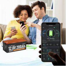JavaEnegy 12V 200Ah Lifepo4 Battery with Bluetooth&APP Monitor Built-in 200A BMS with Heating Function Lithium Iron Phosphate Battery Pack For 12V 24V 48V Solar Storage EV RV Boat