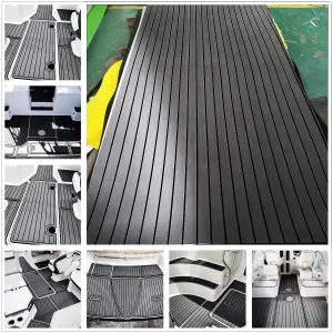 ELuto 240cm x 90cm x 6mm Marine Boat Flooring Faux Teak EVA Foam Boat Decking Sheet Waterproof Gray