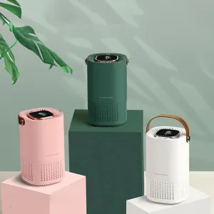Portable Air Purifier LED Digital Display Wireless Odor Removal Negative Ion Generator for Car and Home