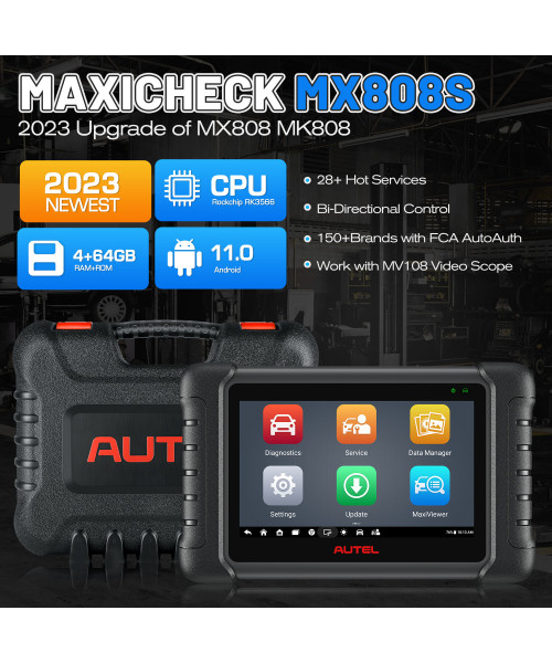 Autel MaxiCheck MX808S Full System Diagnostic Tool with 36+ Special Functions Read/ Erase Fault Codes Upgrade Version of MX808