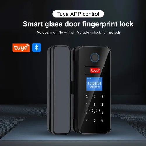 B13 Tuya Smart Fingerprint Door Lock Biometric Double Hook Bluetooth Wifi IC Card App Control 100 Fingerprint Capacity LED Display Remote Access