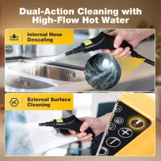 Yuriko 1200W Portable High Temperature Steam Cleaner, 3.5 Bar Power, 1.6 L Water Tank, 6 Levels Adjustable, Sterilization Pressure Jet Washer Machine for Home Car & Kitchen