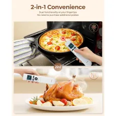 ERICKHILL ROOKPRO 2in1 Infrared Thermometer Gun with Meat Probe Fast Accurate Readings Non-Contact Sensor Wide Temperature Range Foldable Probe