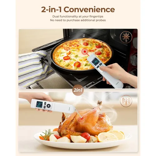 ERICKHILL ROOKPRO 2in1 Infrared Thermometer Gun with Meat Probe Fast Accurate Readings Non-Contact Sensor Wide Temperature Range Foldable Probe