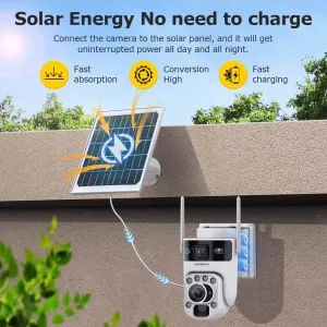 12MP 20X Optical Zoom 4G/WiFi Solar Camera Dual Screen PTZ PIR Detect Night Vision Auto Tracking Two-way Audio CCTV Surveillance Cameras