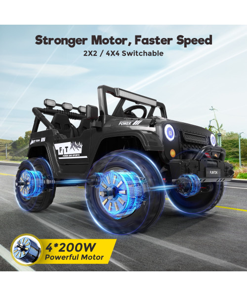 FUNTOK R06S 24V 7AH Double Seater Kids Ride on Truck Car 8km/h Max Speed Safety Rechargeable Powered Electric Car for 3-8 Years Old Kids with Remote Control