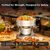 Warmounts 1QT Chafing Dish Buffet Set Individual Single Shabu Hot Pot, Stainless Steel, Glass Lid, Mini Round Chafing Dishes for Buffet for Dinner, Parties, Wedding, Camping, Events