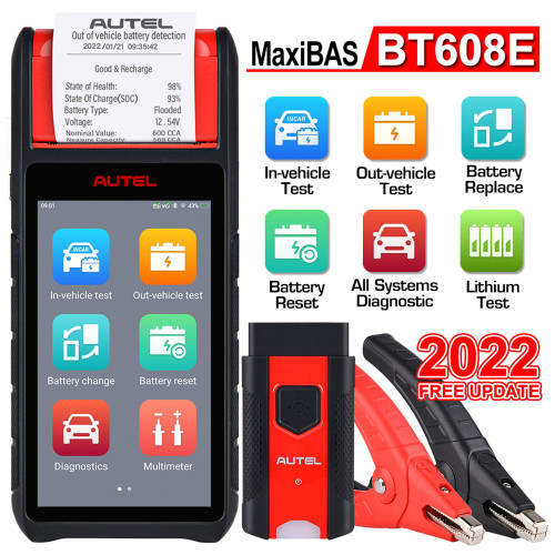 Autel MaxiBAS BT608E Car Battery Tester Scanner 12V 24V 100-3000 CCA Battery Analyzer All System Diagnostic Battery Registration Tool