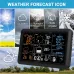 7.5" VA Tuya WiFi 5-in-1 Wireless Weather Station Auto Alarm Clock Temp-Humidity UV Sunlight Wind Rainfall Meter Solar Panel Forecast Sensor