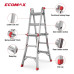 Ecomax Folding Ladder, 13 ft Aluminum Extension Ladder, 300 lbs Load Capacity, Portable Telescoping Ladder with Non-Slip Rubber, Multi-Position Step Ladders, for Working EM4X3L2, Silver