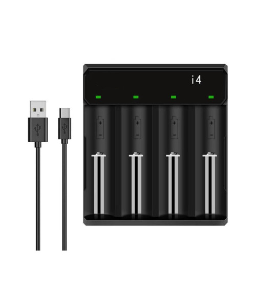 I4 4-Slot with USB Type-C Port Universal Rechargeable Battery Charger Intellegent Charger for Flashlight RC Toys Home Tools Battery Charger For Li-ion 18650 21700 26650 AA AAA Batteries Cell