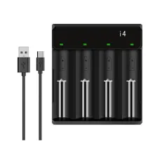 I4 4-Slot with USB Type-C Port Universal Rechargeable Battery Charger Intellegent Charger for Flashlight RC Toys Home Tools Battery Charger For Li-ion 18650 21700 26650 AA AAA Batteries Cell