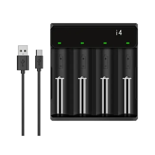 I4 4-Slot with USB Type-C Port Universal Rechargeable Battery Charger Intellegent Charger for Flashlight RC Toys Home Tools Battery Charger For Li-ion 18650 21700 26650 AA AAA Batteries Cell