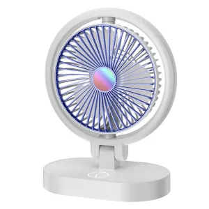 Folding Small Fan Portable Home Mute USB Desktop Charging Three Level Atmosphere Night Light Small Electric Fan