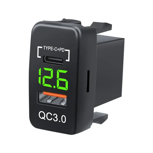 12-24V Dual USB Car Charger Socket Type-C PD QC3.0 LED Voltmeter Waterproof Fast Charge Adapter for Bus Trailer Boats Marine