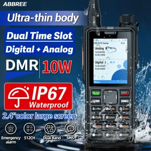 ABBREE AR-880 10W DMR Dual Time Slot Digital Walkie Talkie High Power 512 Channels 2.4 Inch Color Screen VHF UHF IP67 Waterproof Amateur Two Way Radio