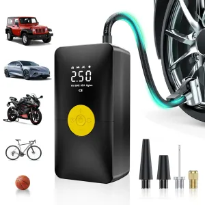 150psi Cordless Electric Air Pump 4000mAh Tire Inflator Portable Air Compressor LCD Digital Display with LED Light for Car Bike Motorcycle Ball