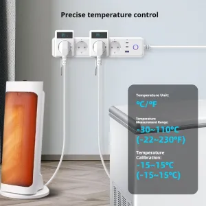 16A Tuya WiFi Thermostat Socket EU Outlet Plug Cooling & Heating Remote Temperature Controller Loop Timing Function Voice Control Works with Alexa Google Home