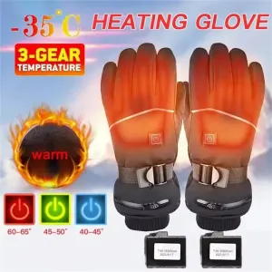 Motorcycle Heated Glove Waterproof Rechargeable Heating Thermal Gloves for Outdoor Warm Windproof Cycling