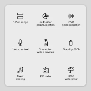 Sharkpro 2000M 8 Rider Motorcycle Helmet Intercom bluetooth 5.1 Headset Cycling Helmet Qualcom Solution With Music Distribution FM IP65 Waterproof