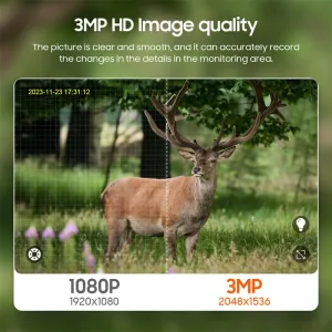 3MP Solar Powered Cameras WIFI Wireless Outdoors 360 View Animal Monitoring Camouflage PTZ Security Camera