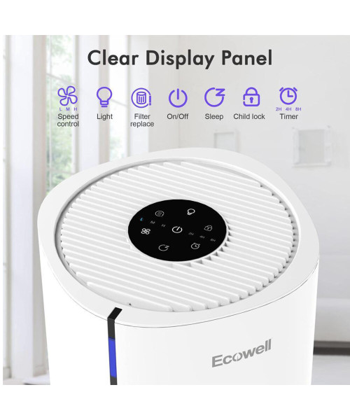 ECOWELL EAP250W HEPA Air Purifier for Home Bedroom, Remove 99.97% Dust Pollen Odors Pet Dander, Large Room Air Purifiers for Office Desk Kitchen Living Room